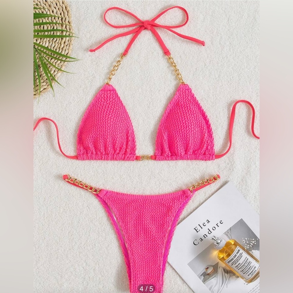 SHEIN Textured Chain Linked Halter Bikini Set 🌈